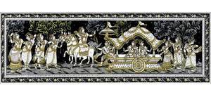 Pintura mural mitológica tradicional india |   Arte Popular Hecho a Mano |   Panel Decorativo para el Hogar Estilo Pattachitra Étnico - Product Image 1