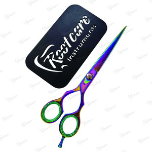 Ciseaux de coiffure professionnels droits de 7 pouces en acier inoxydable multicolores à pointe plate et dentée pour droitiers - Product Image 4