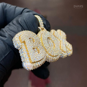 Custom Dvars Diamond DHP-345 Iced Moissanite 18K <b>Gold</b> Plated Luxury HipHop Two-Tone 925 Silver <b>Letter</b> Pendant - Product Image 3