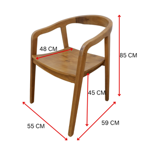 Silla de Comedor de Madera de Teca Sólida, Sillón Curvo, Acabado Natural Minimalista, Silla Lateral de Madera para Restaurante, Hotel, Hogar - Product Image 4