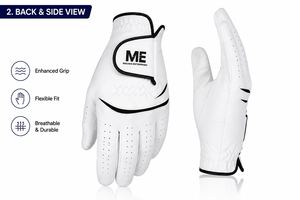 Custom Logo Cabretta Leather Golf Gloves Men Sheepskin Palm Non <b>Slip</b> Breathable <b>Full</b> Finger Golf Grip Gloves - Product Image 2