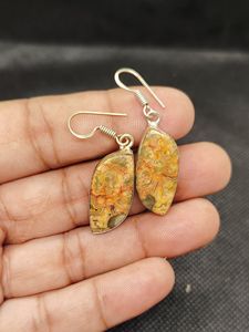 Adorables Pendientes Colgantes Hechos a Mano en Plata de Ley 925 con Piedra Preciosa de Jaspe Natural para Boda o Fiesta, Proveedor ODM OEM - Product Image 2