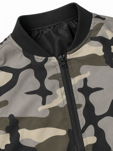 Chaqueta Bomber Sólida de Manga Larga con Cierre de Cremallera, Cuello Alto, Tejido de Poliéster, Resistente al Viento, Impermeable, Ligera, Acabado Sedoso - Product Image 6