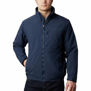Men's Blue Polyester Zipper Jacket With Turn-Down Collar And Custom Front Logo Heat-Transfer Printing Casual Style <b>Coach</b> Jacket - Product Image 4