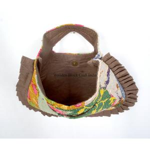 Sac messager en patchwork brodé Suzani en coton fait main, fermeture magnétique, volants, mode, fête, cosmétiques, cadeaux pour femmes - Product Image 3