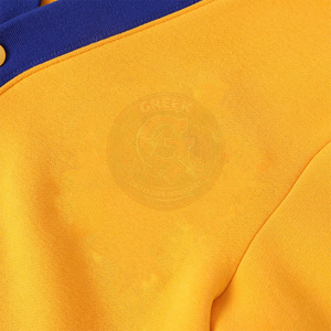 Cárdigan de punto de algodón con contraste amarillo y azul para mujer, estilo preppy, con cuello en V y manga larga, de la hermandad Sigma Gamma R. - Product Image 5