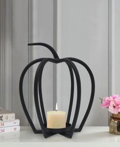 Black Apple Shaped <b>Candle</b> holder Carved Candlestick Stand for <b>Wedding</b> Centerpieces, Home Decor, and Events" - Product Image 3