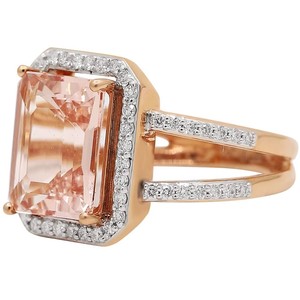 Bagues de fiançailles et de mariage faites à la main en or rose 18 carats avec pierres précieuses de morganite et de diamant certifiées IGI de haute qualité naturelle pour la vente en gros - Product Image 5