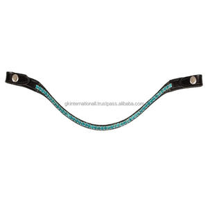 Banda Frontal de Cuero Inglés Personalizada de la Mejor Calidad, con Cristales y Pedrería Decorativa, para Montar a Caballo al Aire Libre - Product Image 4