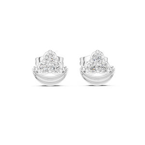 Boucles d'oreilles de fiançailles en or blanc 14 carats avec diamant rond cultivé en laboratoire pour femmes |   Nouveau diamant cultivé - Product Image 1