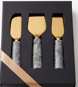 <b>Cheese</b> <b>Knives</b> <b>Set</b> In Stainless Steel With Stylish Marble Handle Gold Blades Perfect For Wedding Tabletop And Serving Use - Product Image 5