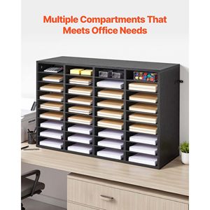 Organizzatore da Ufficio in Legno a 36 Scomparti con Vassoi Portadocumenti Rimovibili in Truciolato - Product Image 5