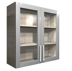 W3030GD ตู้ติดผนังทันสมัย ​​ประตูกระจกคู่ แผง MDF ตู้เก็บของในครัว - Product Image 1
