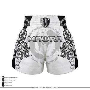 MAWRA Pantalones Cortos de Muay Thai Samurai Tigre Blanco con Gráfico de Katana, Pantalones de Kickboxing MMA Transpirables de Satén, Equipo de Lucha de Artes Marciales 2026 - Product Image 3