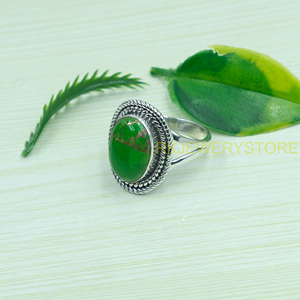 Green Copper Turquoise <b>Ring</b> 925 Sterling <b>Silver</b> <b>Ring</b> <b>Statement</b> <b>Ring</b> Handmade Design <b>Ring</b> Gemstone <b>Ring</b> Turquoise Jewelry Gift - Product Image 4