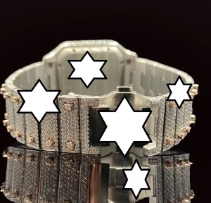 Nuevo Diseño, Reloj de Lujo Hecho a Mano, de Acero Inoxidable, Mecánico, con Caja Cuadrada, Cierre de Botón, Diamantes y Moissanita, Unisex, Estilo Iced Bust - Product Image 4