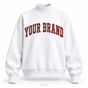Sweat-shirt blanc surdimensionné à col montant pour femme, avec appliqué plat et logo brodé, 32 couleurs, tailles XS-3XL - Product Image 1