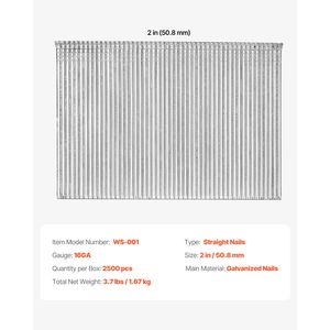 Chiodi Brad per Impieghi Gravosi Calibro 16, 2500 Pezzi, Finitura Zincata, 2 Chiodi Diritti per Finitura - Product Image 3