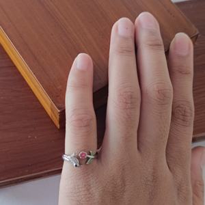 Anillo Ajustable Revalia con Esmalte, Diseño de Pájaro y Flor, Estilo Natural, para Mujer, Ideal para Regalo, Uso Diario - Product Image 4