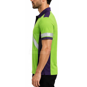 Polos de travail pour hommes élégants à manches courtes, chemises à col en tissu doux et respirant, coupe ajustée, vêtements décontractés pour le travail - Product Image 5