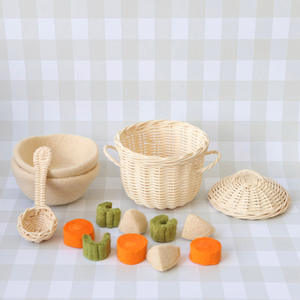 Juego de utensilios de cocina de ratán, juguete de rol para niños, juguetes imaginativos, accesorios de repostería en miniatura - Product Image 1