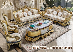 Sofá en forma de L de estilo europeo, tallado a mano, estilo Empire, con sillón para sala de estar, acabado antiguo. - Product Image 6