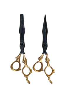 High-end Barber Scissors High Hardness Stainless Steel Hairdressing <b>Shears</b> Sets With Yellow Diamond Bearing Screws - Product Image 2