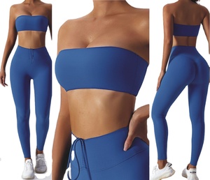 Women's Yoga <b>Bra</b> Active Wear Sets Breathable Quick Dry Sports Workout Gym Apparel Strapless <b>Boob</b> <b>Tube</b> Top - Product Image 1