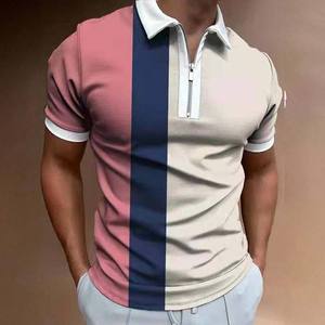 Camisa de Golf a Rayas Negra para Hombre, de Alta Calidad, Antiarrugas, de Manga Corta, con Cierre, Personalizada y Bordada, al por Mayor - Product Image 5