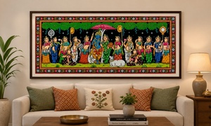 Hand Painted Krishna RaasLeela Pattachitra Wall Hanging traditional Indian Art Decor-Occasion Indoor Living Room Wall Hanging - Product Image 3