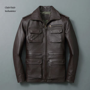 Veste en cuir de veau naturel pour homme, style revers tendance pour motards, veste en cuir de veau vintage pour homme - Product Image 1