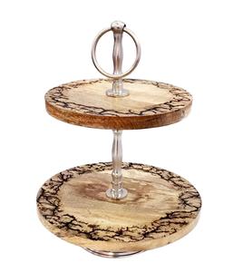 Classic Serving Cake holder for Party Wedding Hotel Home Cake Serving decor Brown <b>Colour</b> Modern design <b>Wood</b> and metal cake stand - Product Image 1