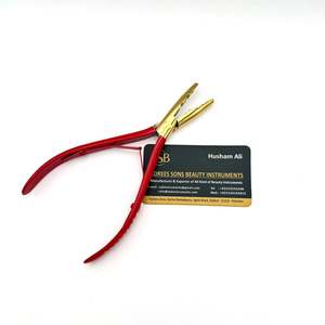 Red Gold Multi Functional <b>Hair</b> Extension Pliers Custom Logo Stainless Steel Gold Tip Professional Beauty Instrument - Product Image 2
