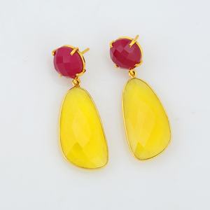 ตุ้มหูคุณภาพสูงสีบานเย็นและ925โอนิกซ์สีเหลืองธรรมชาติต่างหูชุบทอง18K - Product Image 5