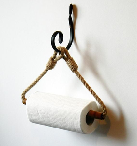 Home Storage Rope Toilet Paper <b>Roll</b> Holder Kitchen Wall Hanging Metal Hook Hanger Bathroom Toilet Tissue Holder Towel Holder - Product Image 1