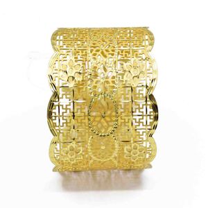 Pulsera Kada de Moda al por Mayor, Chapada en Oro de 14K, 18K, 24K, con Múltiples Cadenas Colgantes y Diseños Grabados Intrincados - Product Image 3