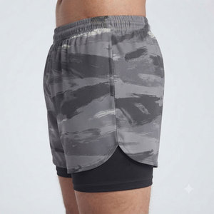 Shorts de sport 2-en-1 pour hommes de qualité supérieure avec doublure de compression, en tissu léger mélangé polyester et élasthanne, séchage rapide, prix de gros - Product Image 5