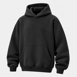 Sweat à capuche personnalisé en molleton épais, coupe oversize unisexe, polyester/coton, avec poche, anti-rétrécissement, style streetwear, hiver - Product Image 2