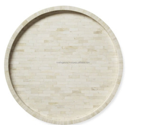 Plateau de service à thème bouddhiste écologique en incrustation de bois indien fait à la main de luxe pour une décoration élégante de la maison et du bureau - Product Image 5