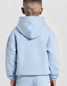 Ensemble de survêtement pour garçons, bleu ciel, coupe oversize, avec sweat à capuche en molleton de coton et pantalon de survêtement à jambes larges, personnalisable (Contrastline), Fabricant OEM & ODM - Product Image 4