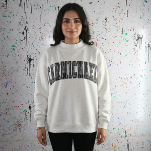 CIRMICHAEL Oversized Crew Neck Sweatshirt 100% Cotton Knitted Unisex Casual <b>Pullover</b> Letter Print Front URBAN PRODUCTIONS - Product Image 1