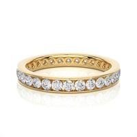 Anillo de Diamantes Apilables de Oro Amarillo con Diseño Personalizable, Diamantes Creados en Laboratorio Color D Claridad VVS1, Engaste de Canal, Anillo de Eternidad en Oferta