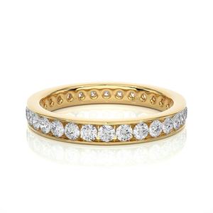 แหวนเพชรเม็ดเดียวสำหรับงานแต่งงาน10K 14K 18K 22กะรัตสีขาวกุหลาบสีเหลืองทองทึบการตั้งค่าช่องแหวนเพชรแบบเต็ม - Product Image 1