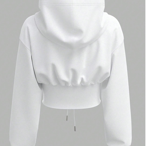 เสื้อฮู้ดครอปผู้หญิง สำหรับออกกำลังกาย ปักลาย ODM ผ้าฝ้าย 100% สตรีทแวร์ ชายเสื้อยืดหยุ่น ไหล่ตก รับผลิตตามแบบ ราคาขายส่ง - Product Image 3
