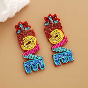 Pendientes de Estilo Huggie con Cuentas de Corazón Rojo Vintage Bohemio, Pedrería de Colores, Joyería de Moda para Fiestas y San Valentín - Product Image 6