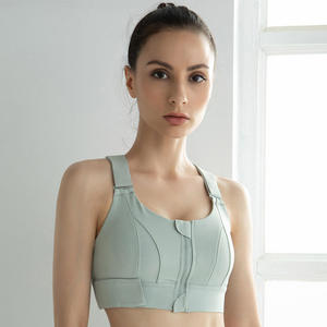 Wholesale Plus Size High Support Backless Padded Breathable Quick Dry Yoga Sports Bra with Front Logo for Women - Product Image 3