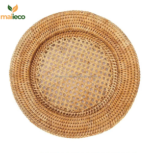 Dessous de verre tressé en osier 33cm fait à la main avec assiettes en rotin tissé - Product Image 4