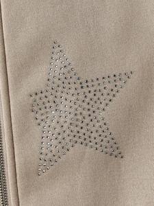 Sudadera con capucha de algodón polar beige con estrellas de diamantes de imitación en toda la superficie para hombre, estilo urbano minimalista, ropa de tono neutro, personalizable. - Product Image 3