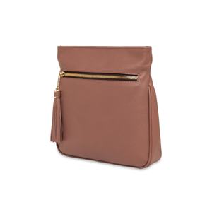 Bolso Bandolera de Cuero Genuino Marrón al por Mayor para Mujer, Elegante con Borlas y Cremallera, Bolso de Hombro Compacto y Elegante para Uso Diario - Product Image 2