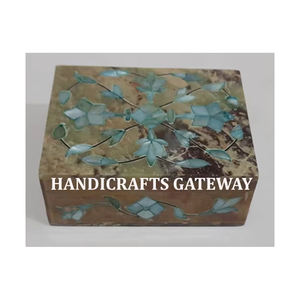 Latest High Quality Handmade Natural Soapstone <b>Mother</b> Of Pearl Inlay Jewelry Box Rectangle Shape Used Gifts For Business Purpose - Product Image 3